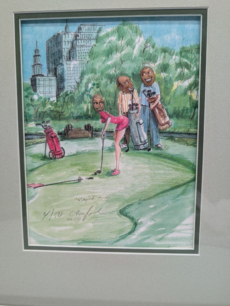 Original Corlette Baylock Pistachio Shell 3D Shadowbox Signed - Golf Gift