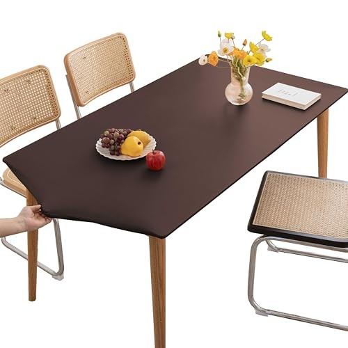 PU Stretch Fitted Rectangle Tablecloth with 55" x 35" (Rectangular) Coffee