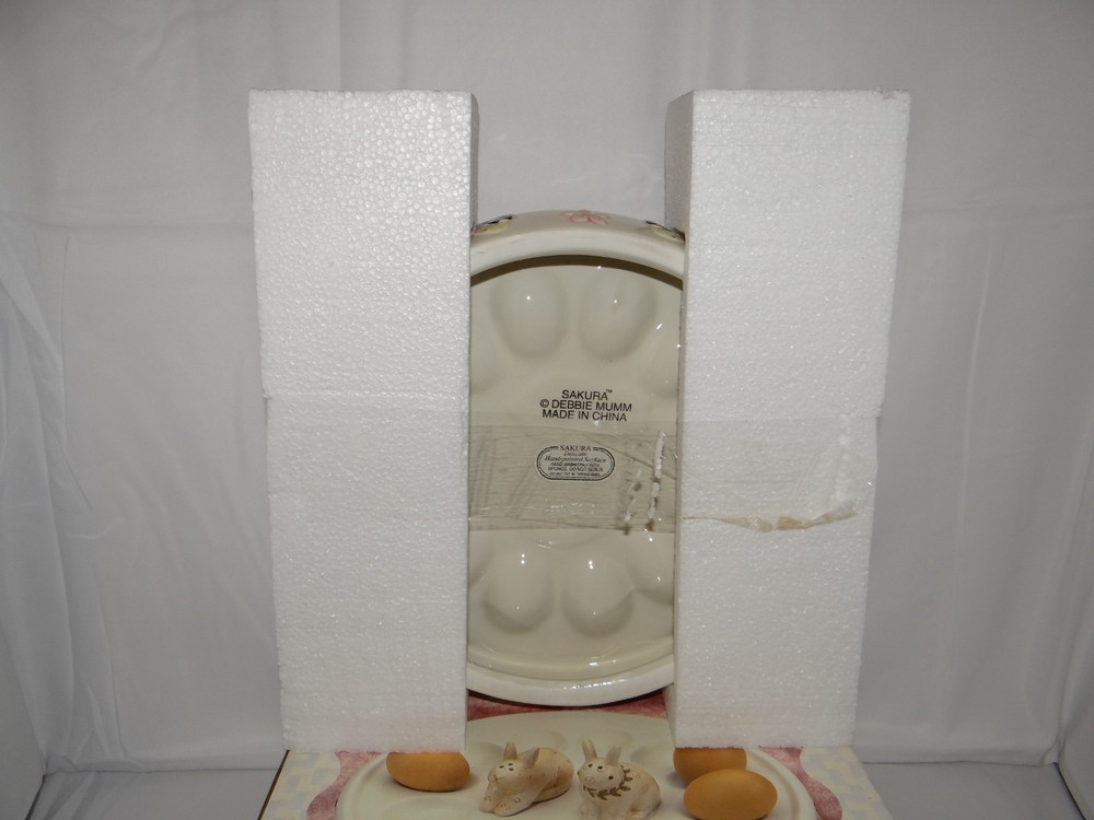 Debbie Mumm "Spring Is In The Air" Ceramic Deviled Egg Server Set NIB