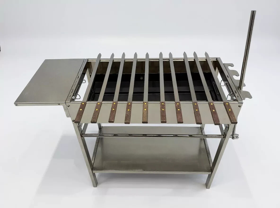 Stainless Steel Mangal Grill 3-in-1 BBQ Skewer Rotisserie Flip Basket Adjustable