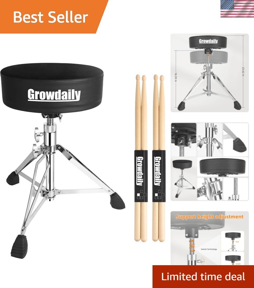 Drum Throne Seat,Adjustable Stool Drum Universal Thick Padded Drum Throne Dru...