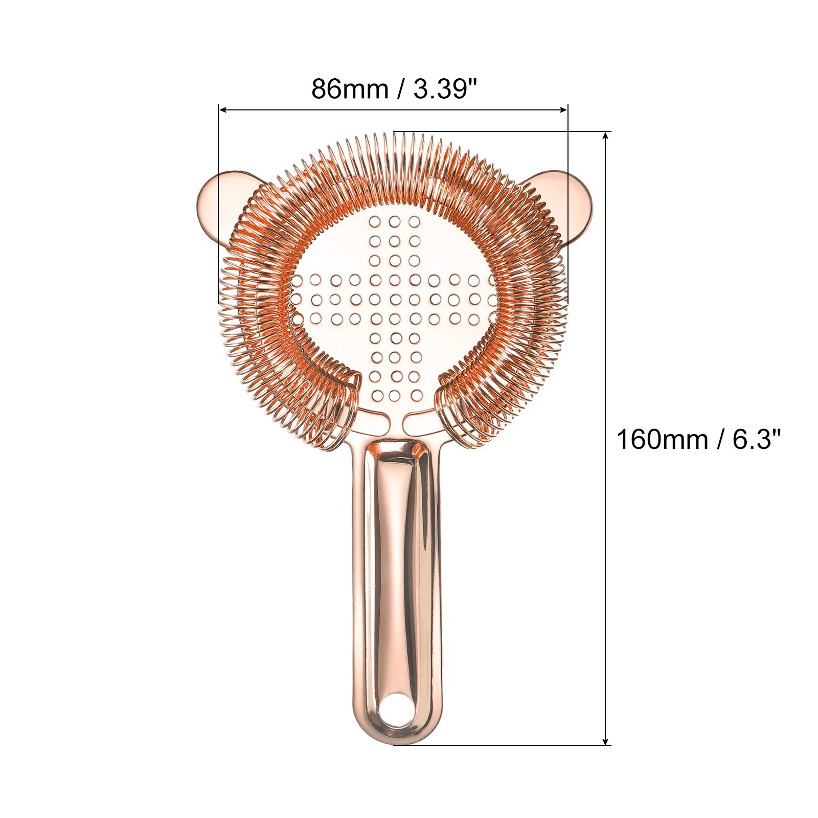 Cocktail Strainer, 1pcs Stainless Steel Bar Strainer for Drink(Rose Gold, 160mm)