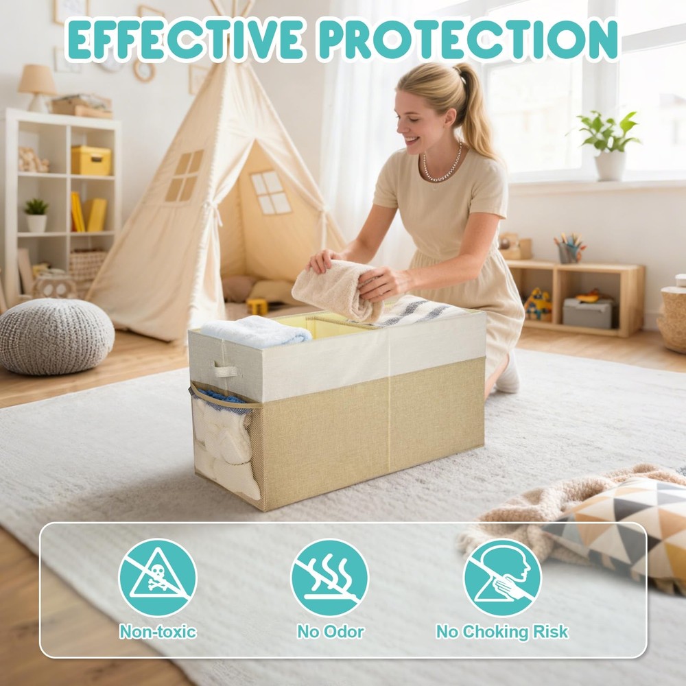 Fabric Storage Bins with Lid, Collapsible Extra Large Storage Boxes Bins Bask...