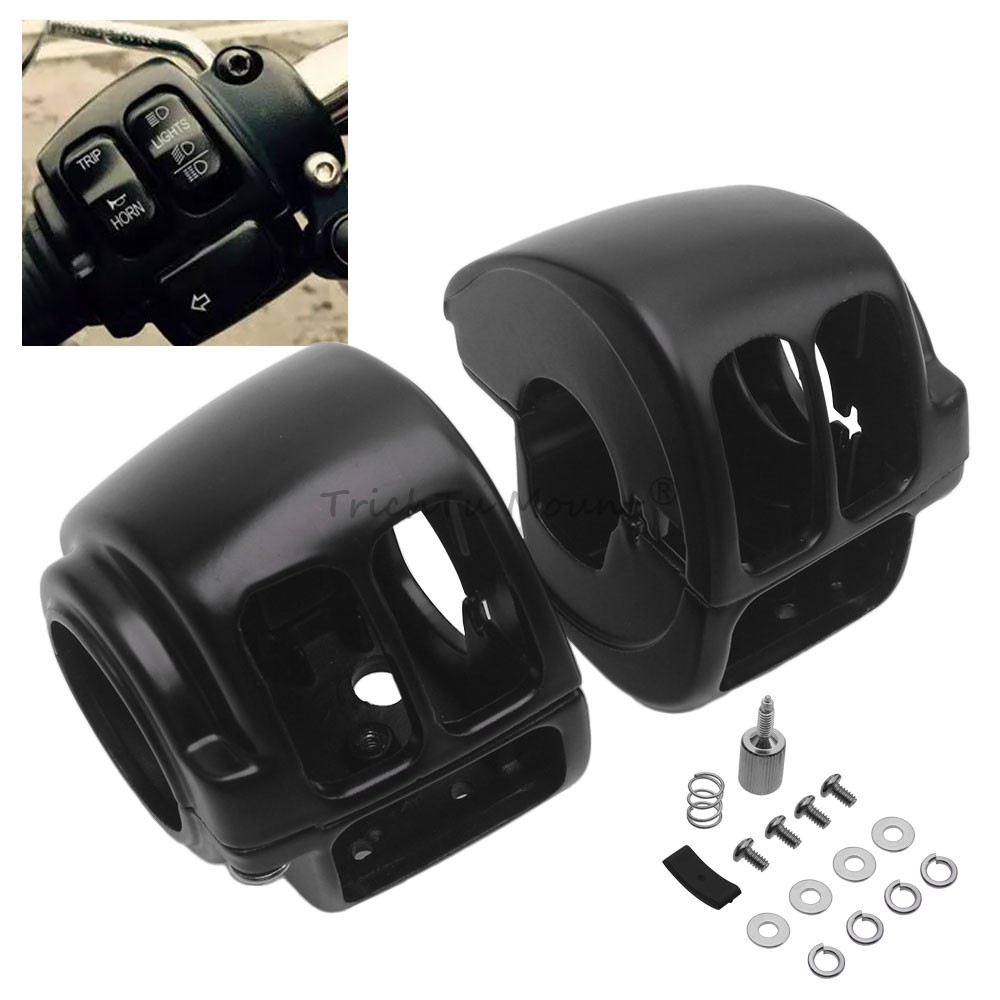 Black Handlebar Switch Housing Hand Control Kit For Harley Touring Softail FXR