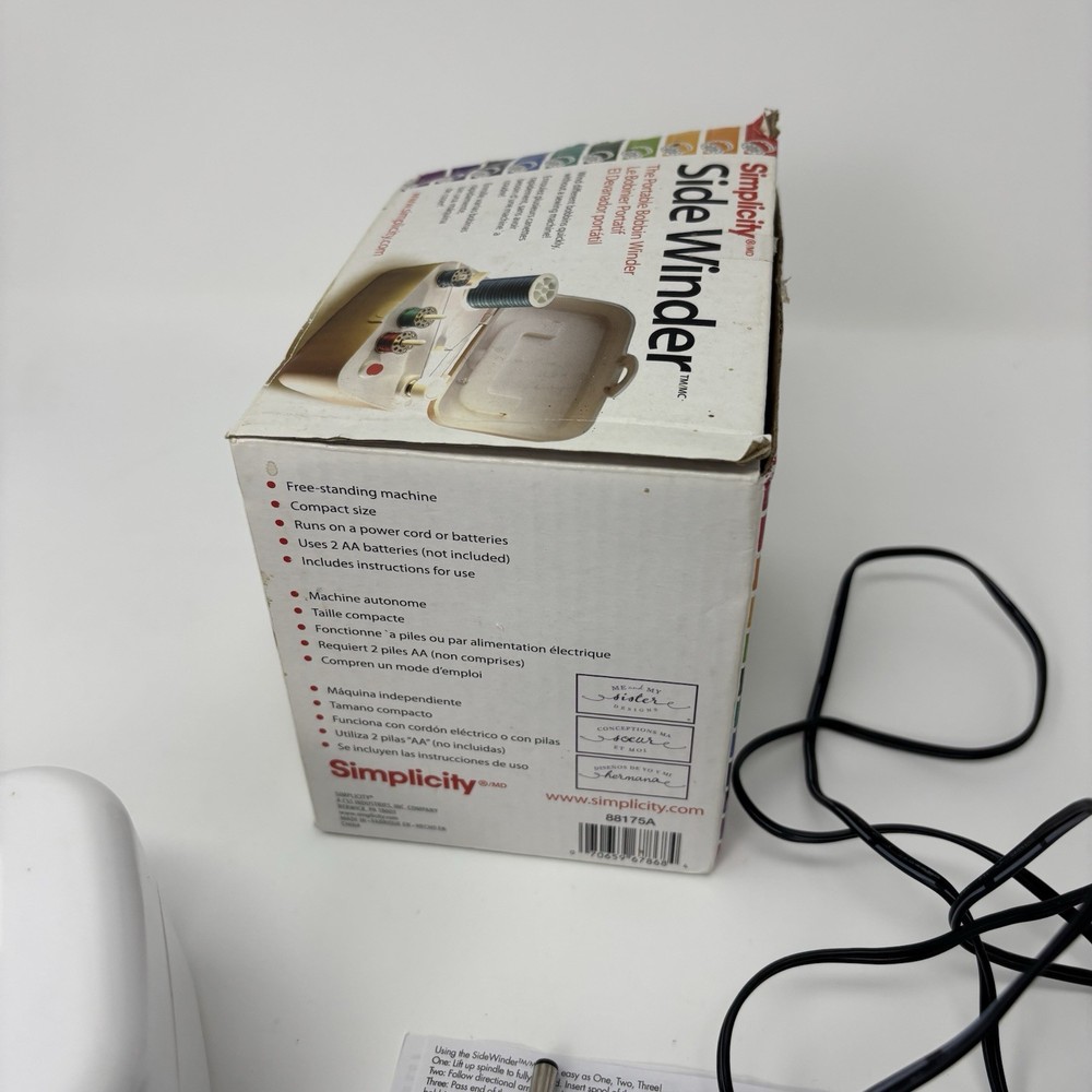 Simplicity Side Winder Portable Bobbin Spool Winder Battery Operated Plug In