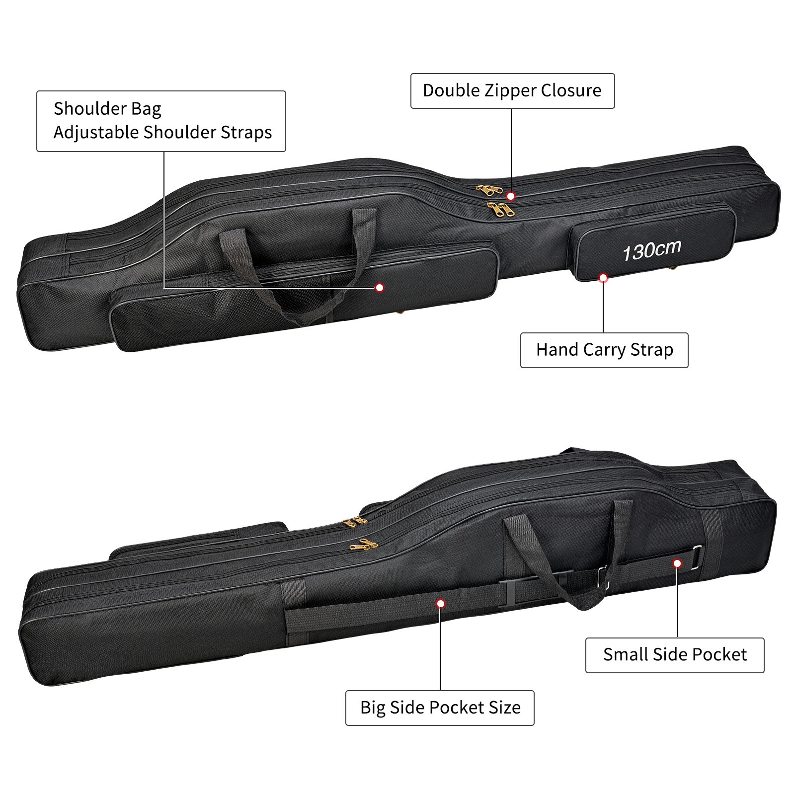 Fishing Rod Case - 3 Layers Fishing Pole Bag Portable Carry Storage Case 130cm