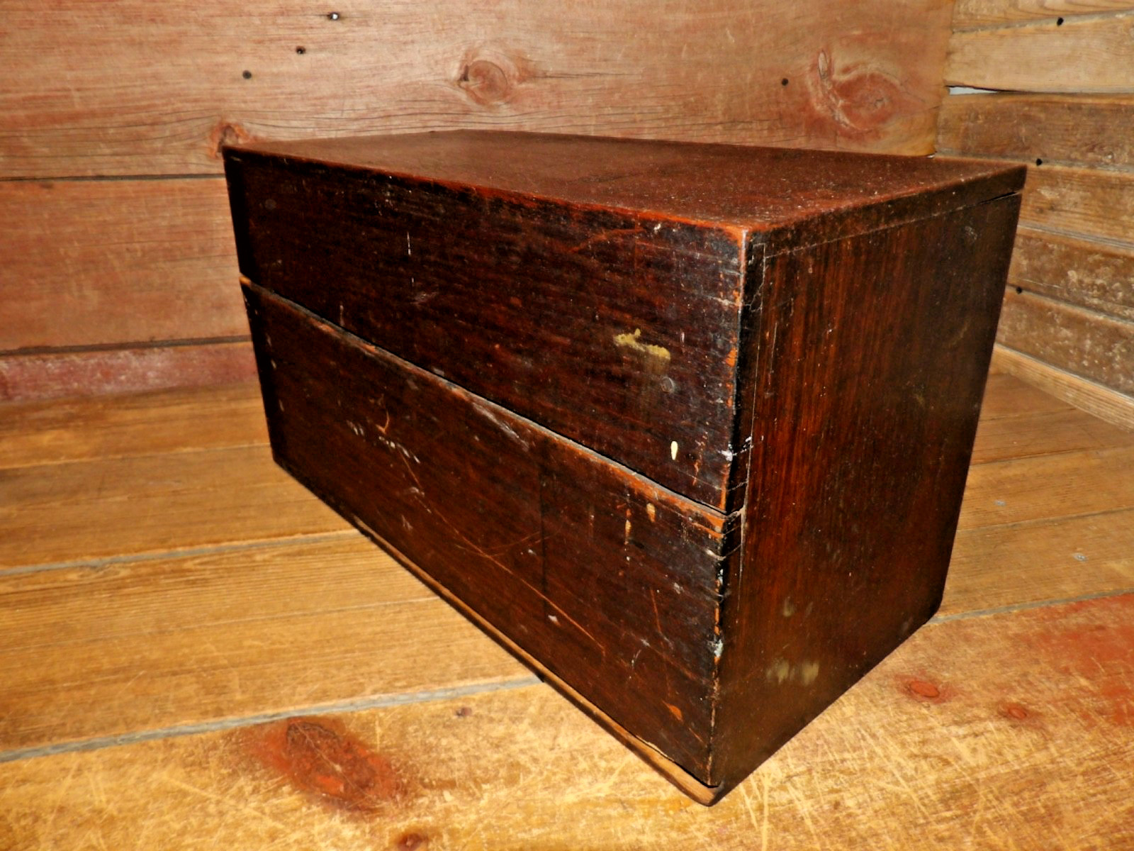 Vintage RARE Wood File Cabinet Desktop Document Organizer Storage Chest, Mail