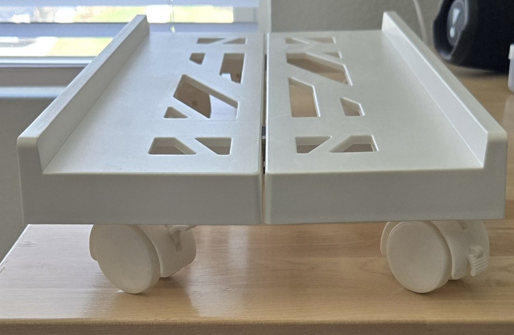 Adjustable CPU White Stand With Locking Wheels - 7.87″ to 11.81″