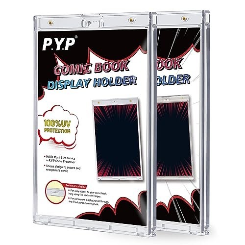 2ct Magnetic Comic Book Display Cases - UV Protected, Wall Mountable Holders, Cl