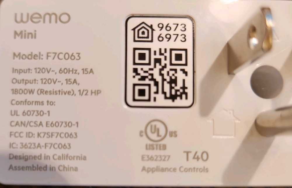 2x Wemo Mini Smart Outlet Plug F7C063
