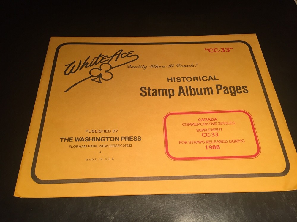 White Ace Stamp Album Supplement Pages  - Canada Commemorative 1988 CC-33