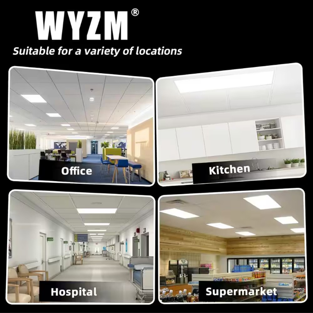 4 Pack 2x2FT LED Flat Panel Light 48W Drop Ceiling Commercial Office Home Lights