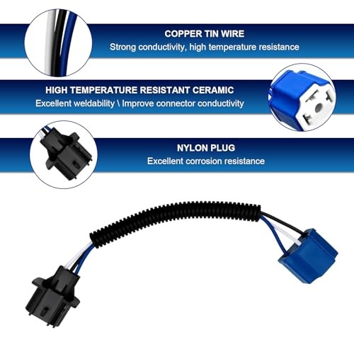 2 PCS H4 to H13 Wire Harness Adapter, Waterproof Headlight Conversion Cable