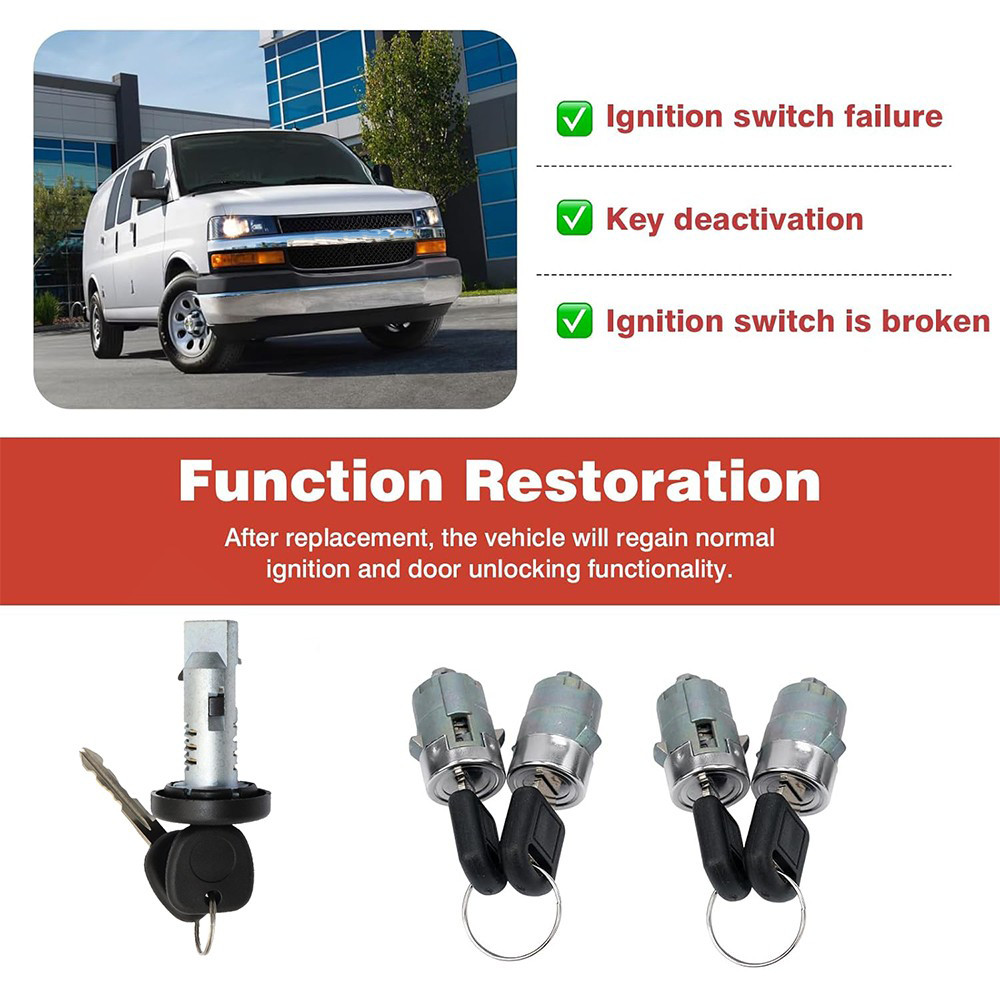 For Chevy Express Van 2010-2014 Ignition & 4 Door Lock Cylinders W/6 Keys