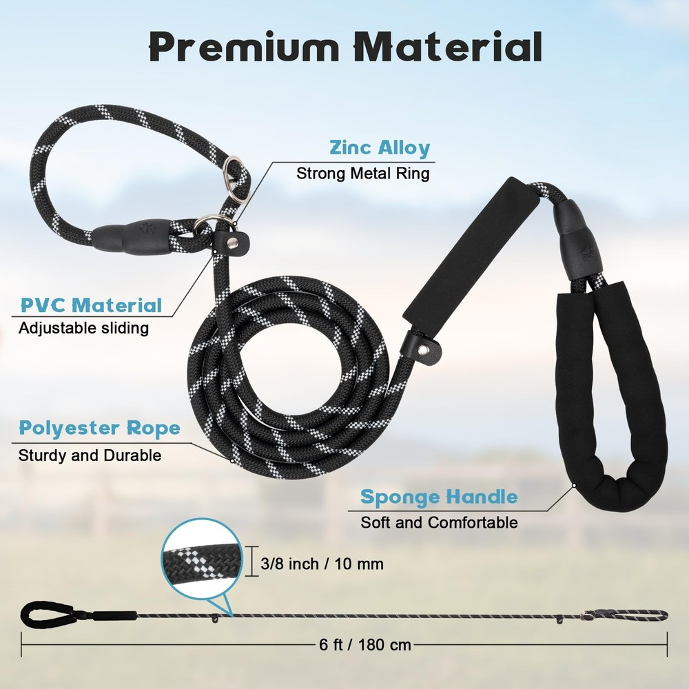 Amrules Dog Leash 6 FT with Comfortable Padded Handle, Training Loop Leash wi...