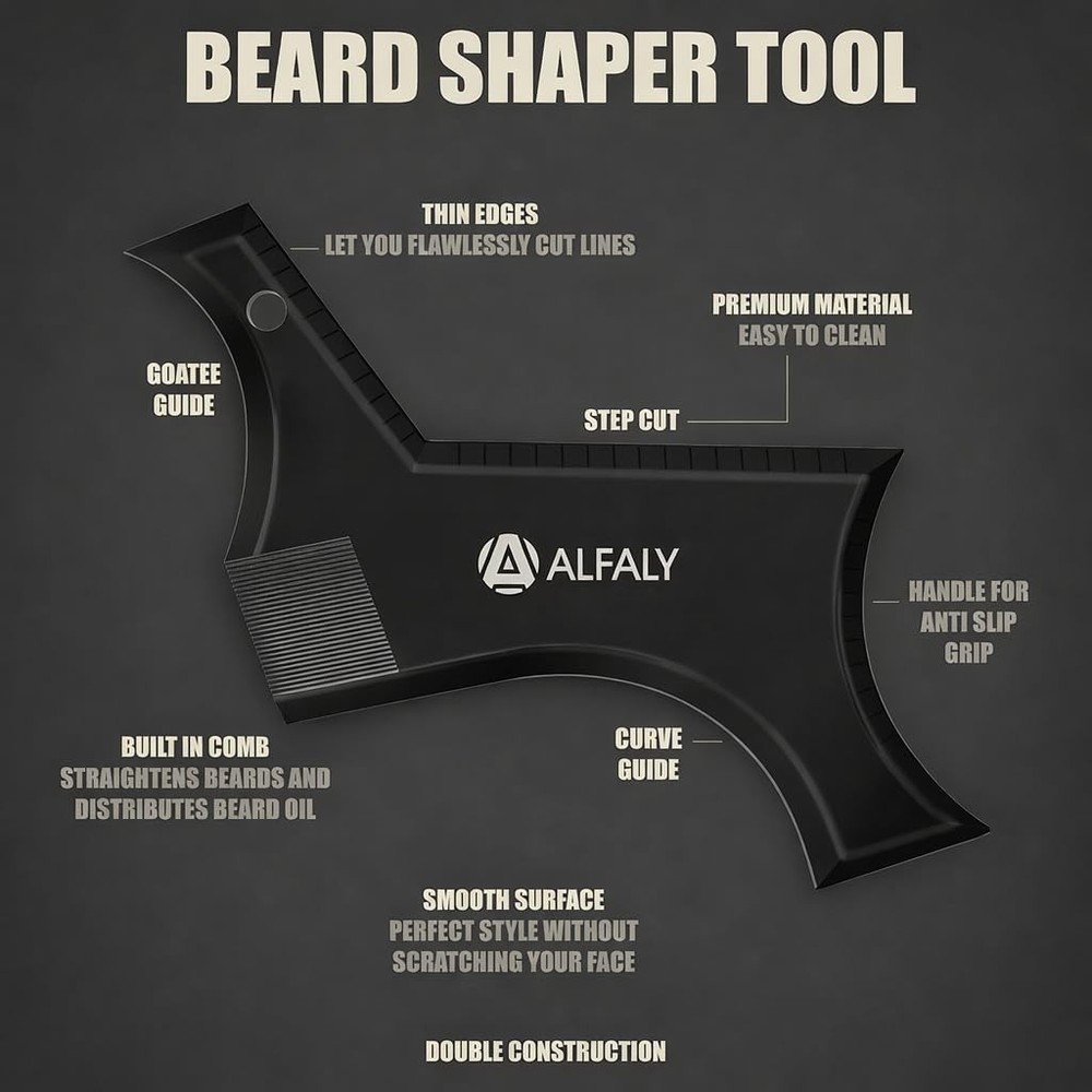 Alfaly Beard Shaper Kit - Premium Lineup and Guide Tool for Precise Small