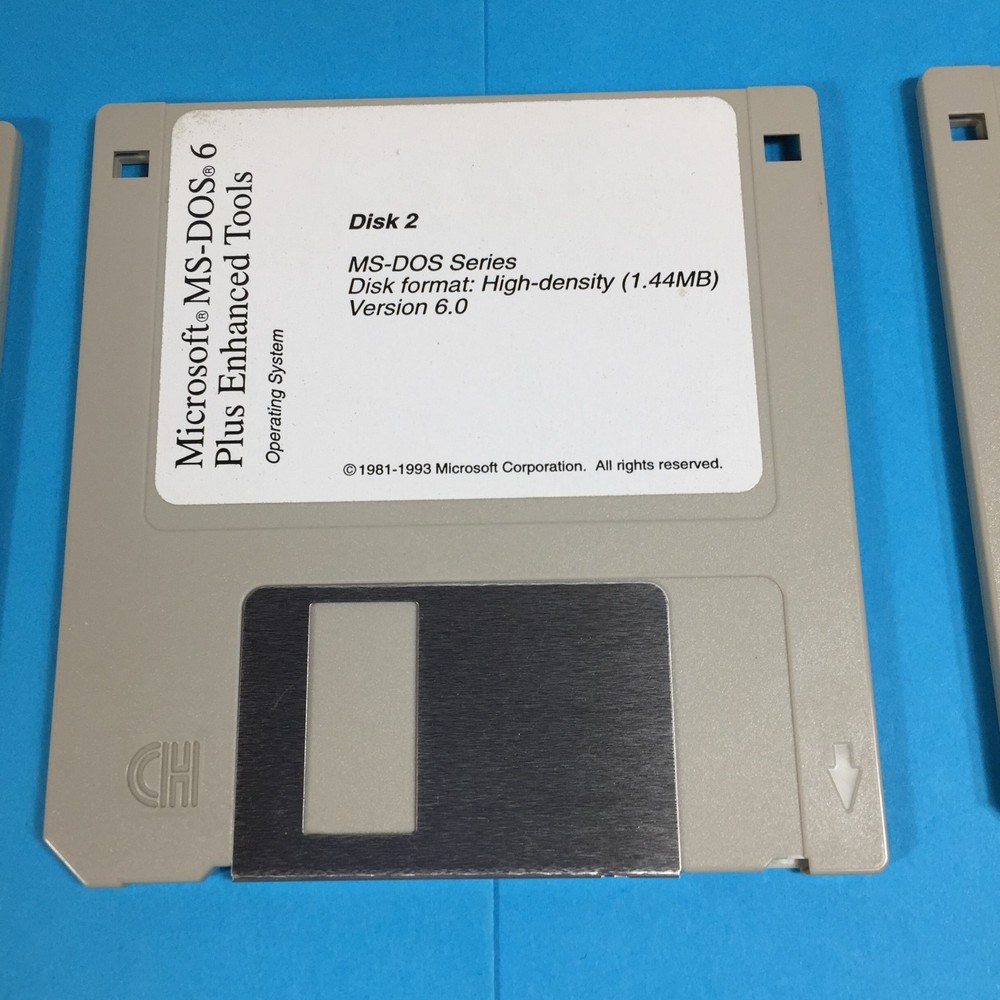 Microsoft MS-DOS v6.0 Operating System-Original 3 floppy Disks-Untested