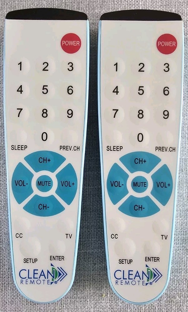 Used 2-Pack CLEAN REMOTE CR1 Universal TV Remote Control, Spillproof