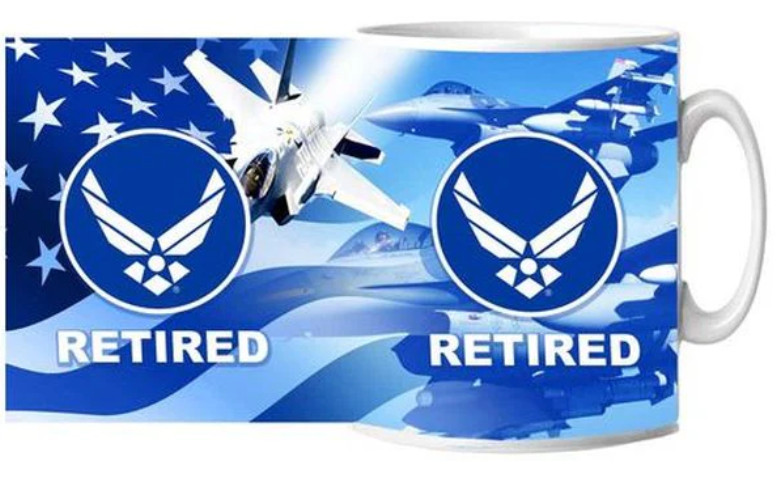 AIR FORCE RETIRED CERAMIC MUG 15 OZ