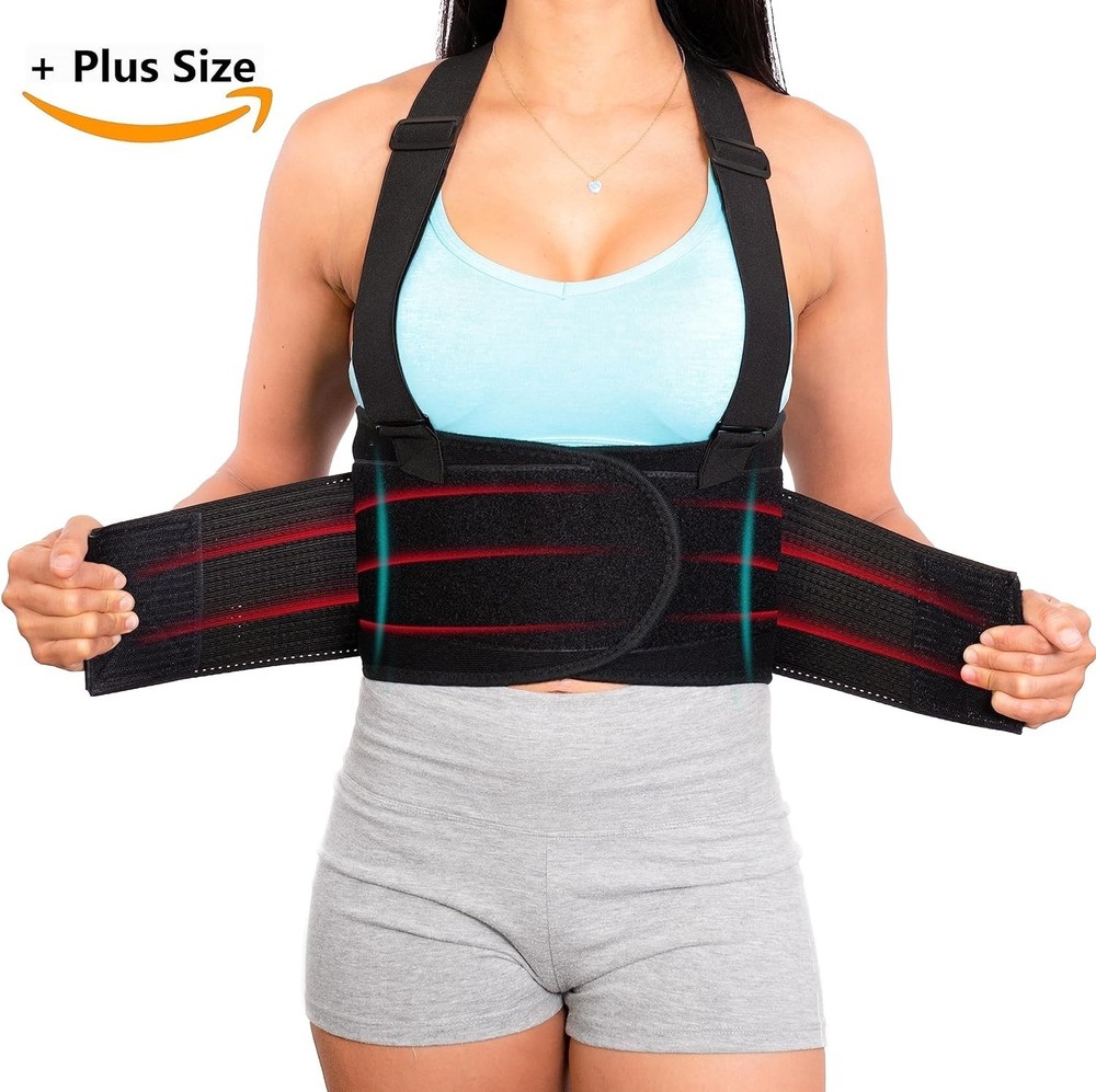 DARLIS Plus Size Back Support Belt with Removable Suspender Straps, Posture C...