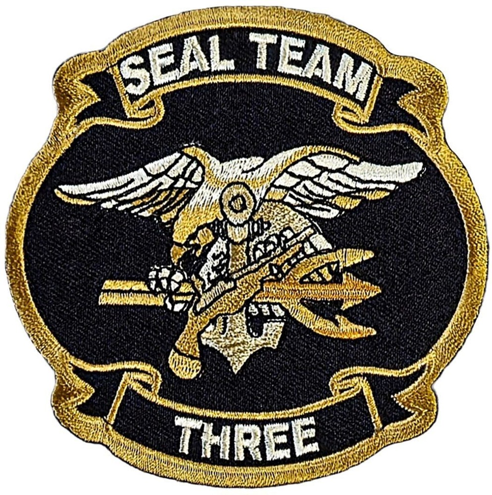 Navy Seal Team Three Embroidered Morale Patch | 2PC HOOK BACKING 3.5"