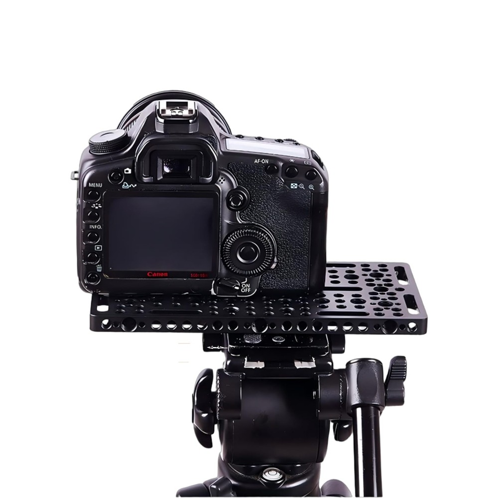 DINESK Multi-Functional Camera Cheese Plate with 1/4" 3/8" Black