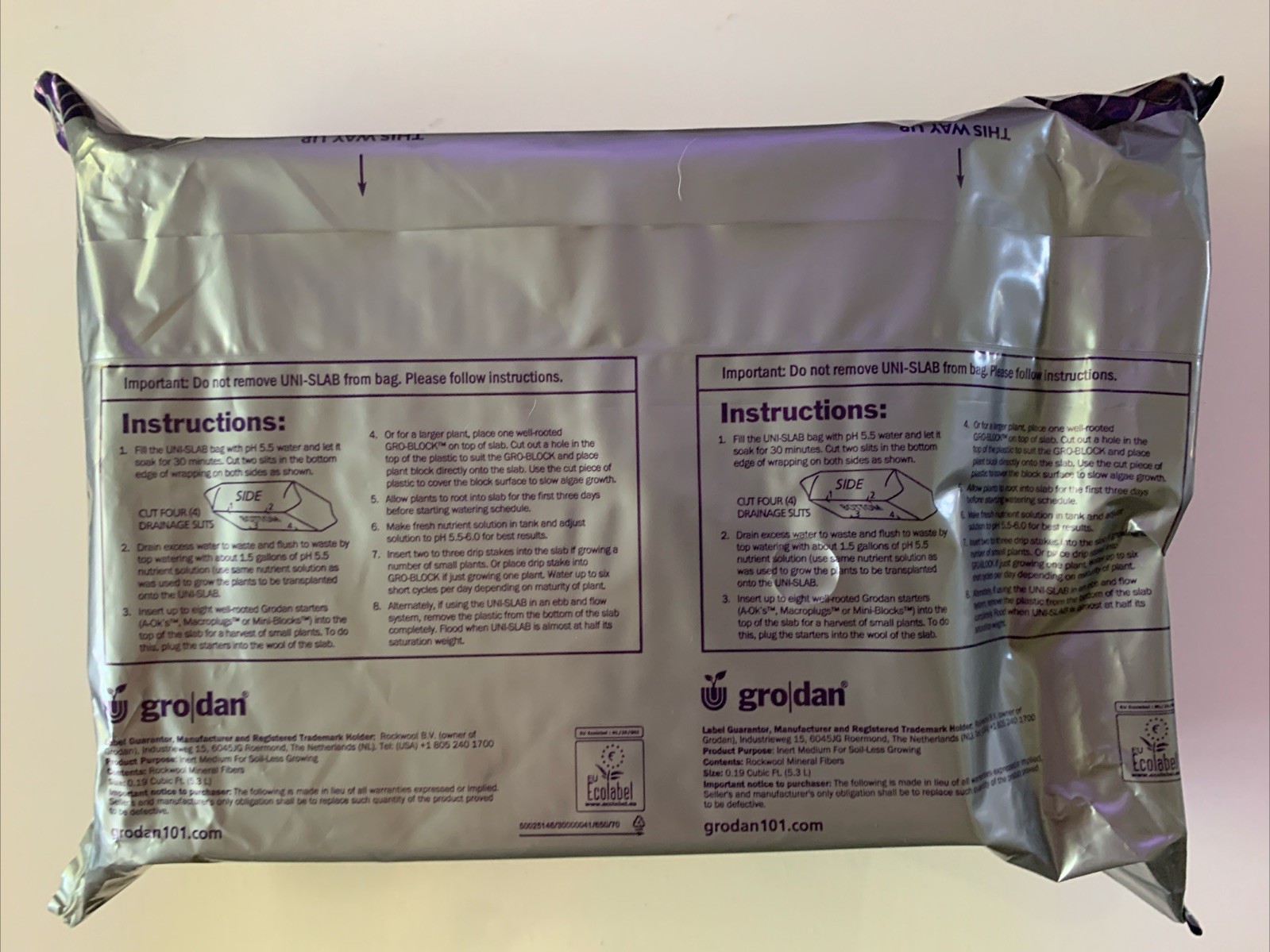 Grodan Uni-Slab Rockwool Mineral Fibers Cube 9.5” x 8” x 4” Hydroponics NEW