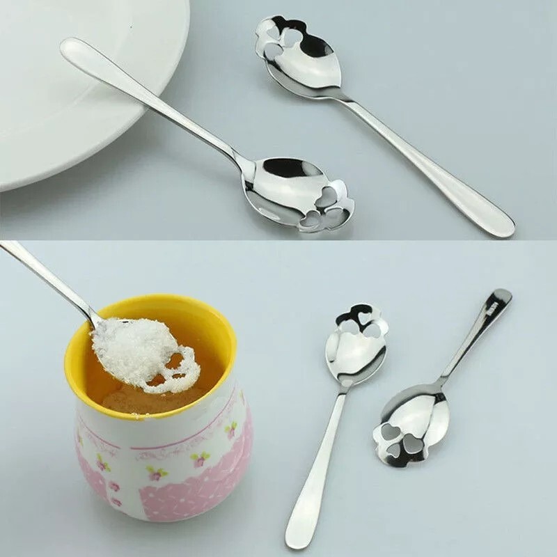 Coffee Spoon Skull Head Original Silverware Kitchen Utensil Set 3Pcs