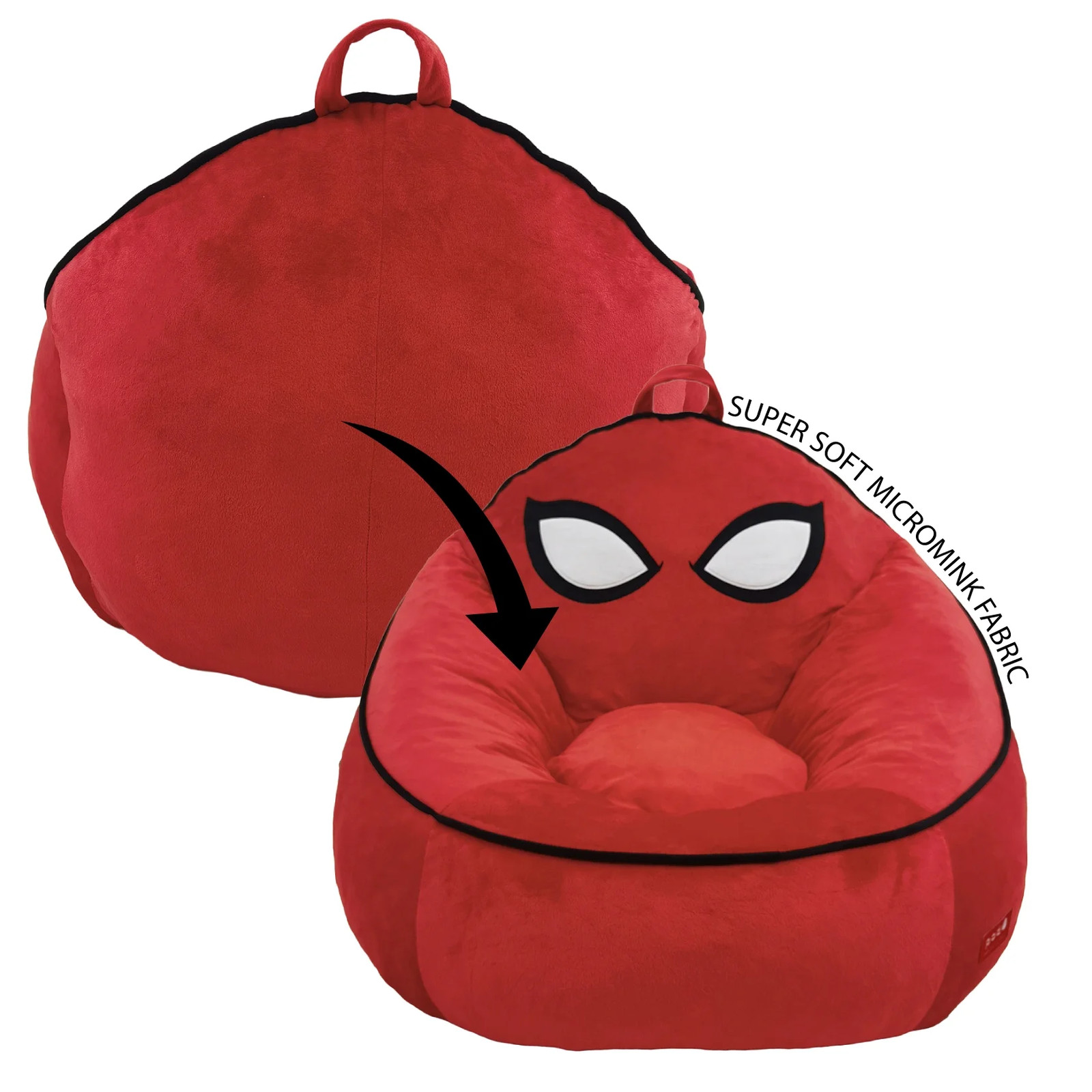 Marvel Spiderman Compressed Foam Bean Bag Chair for Kids, Red