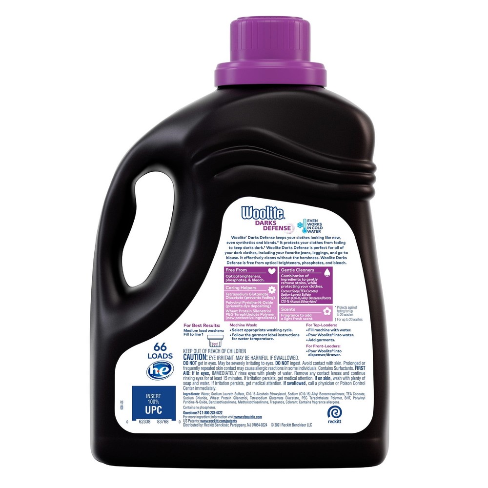 Darks Defense Liquid Laundry Detergent, 100 fl oz, 66 Loads