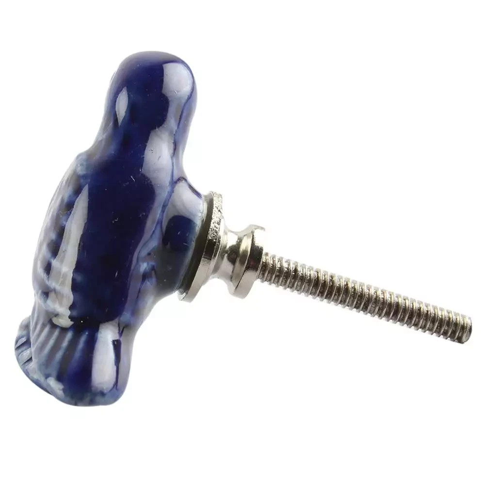 Blue Bird Ceramic Cabinet Knobs - Set of 4