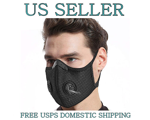 Nylon Mesh Face Mask w/ Replaceable PM2.5 HEPA Carbon Filter (Solid Black)