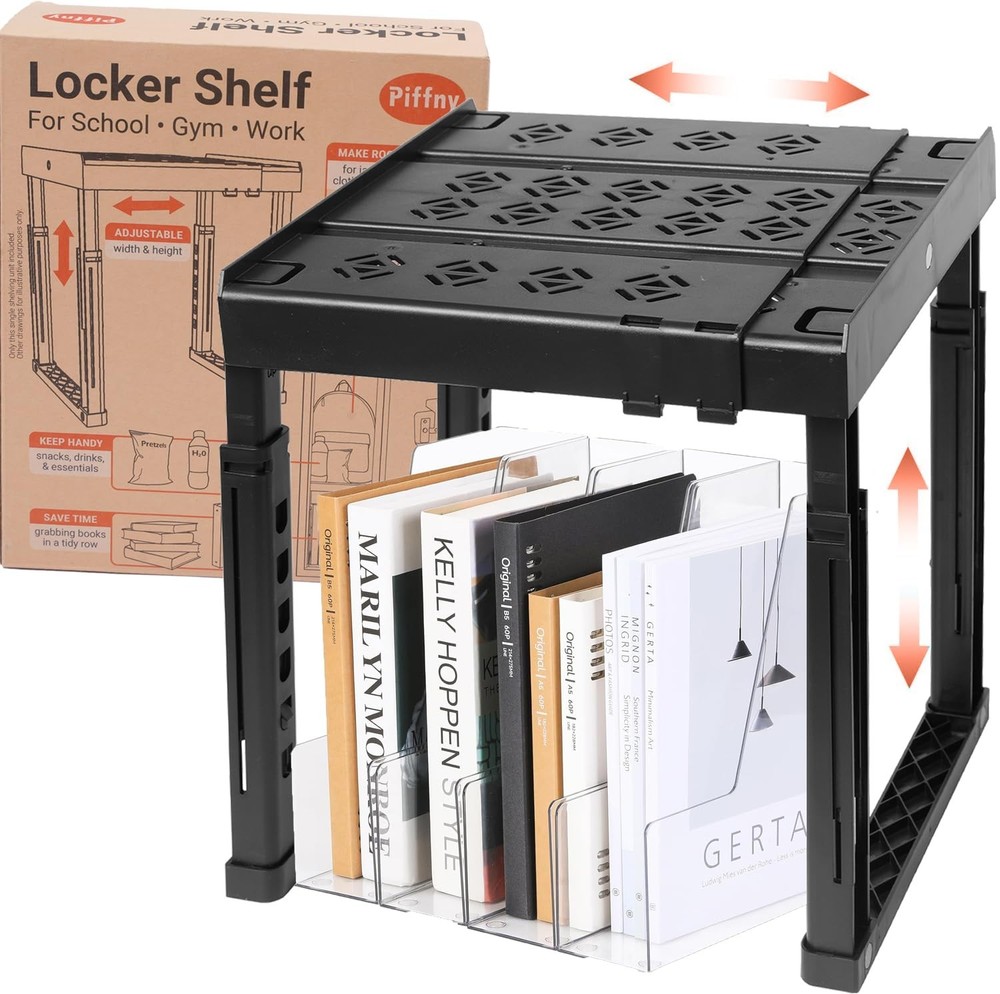 Locker Organizer Shelf， Adjustable Width and Height, Stackable, Ideal Locker ...