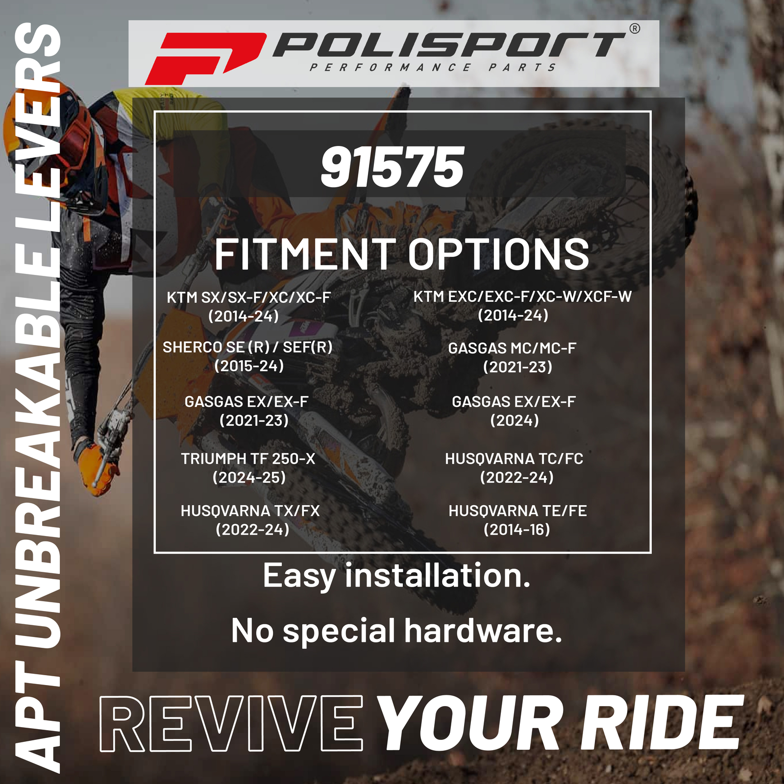 APT Levers Kit KTM SX/EXC/SX-F/EXC-F HusqTC/FC/TE/FE Sherco SE-R/SEF-RGG MC/MC-F