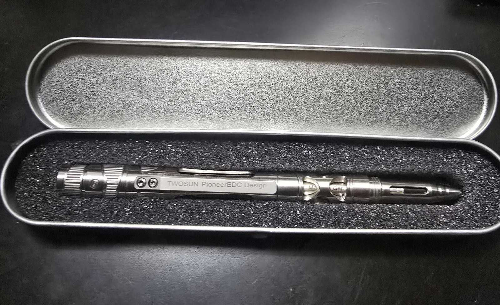 TwoSun CNC LED Titanium Tactical Office Business Pocket Pen Black Ink