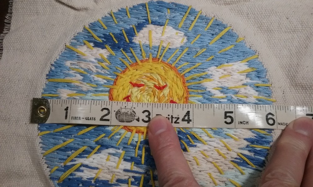 Clouds and Happy Face Sun Panel Hand Embroidery