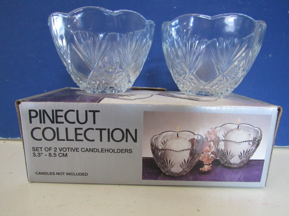 Pinecut Collection crystal glass votive candleholders