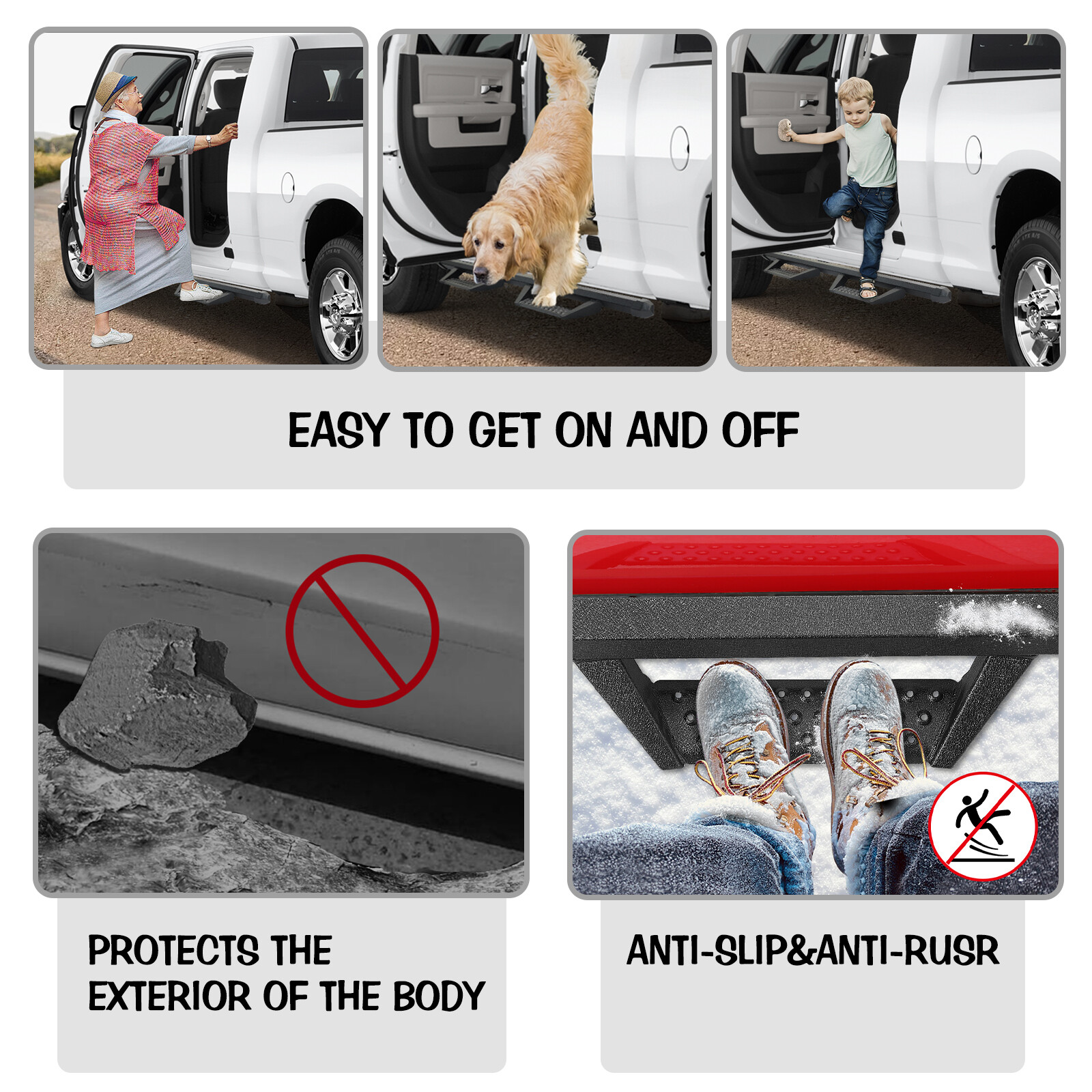 For 2005-2023 TOYOTA Tacoma Double Cab 3" Side Step Drop Bar Running Board BCKA