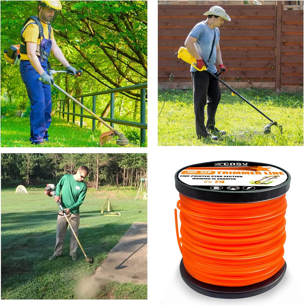 String Trimmer Line, Commercial Grade Orange Pentagon Weed Eater String, Premium