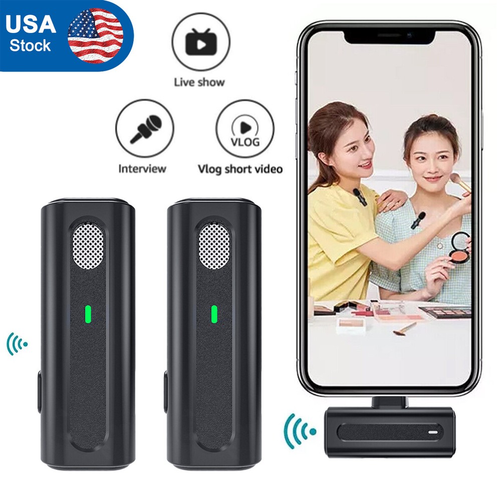 Wireless Lavalier Microphone Audio Video Recording Mini Mic For Android iphone