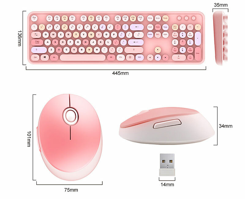 Mofii Colorful Computer Wireless Keyboard Mouse Combos, PC/Laptop/Mac