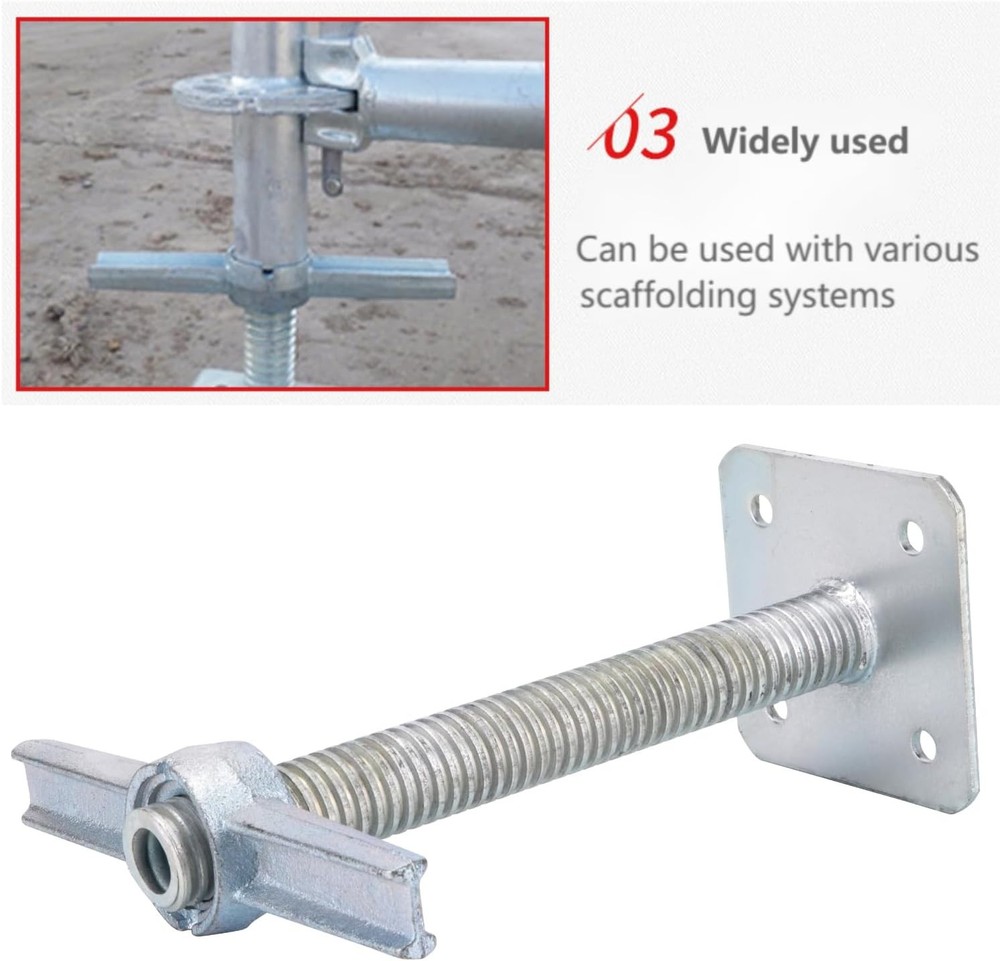 12" Adjustable Leveling Galvanized Screw Jack with Base Plate, 2 Pack