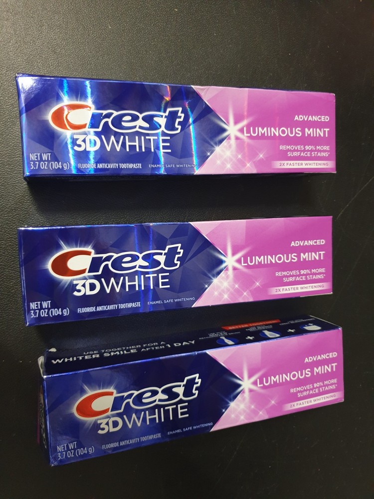Crest 3D White Advanced Luminous Mint Toothpaste 3.7oz Fluoride Anticavity 3-Pk