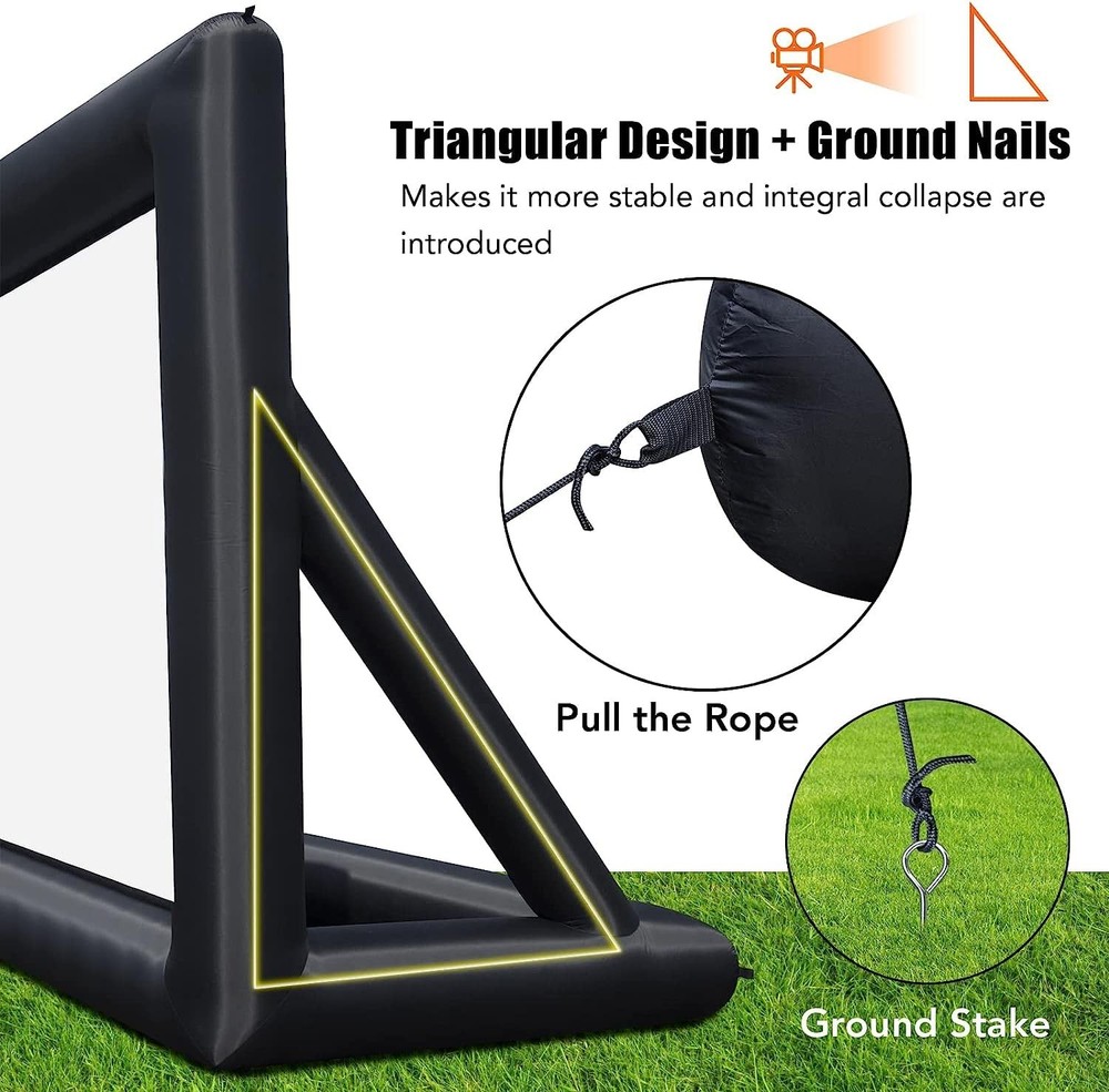 Inflatable Projector Screen, 20FT Portable Blow Up Outside Projector Screen, ...