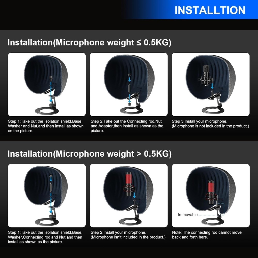 Microphone Isolation Shield, 2024 Professional Recording Studio Equipment,360...