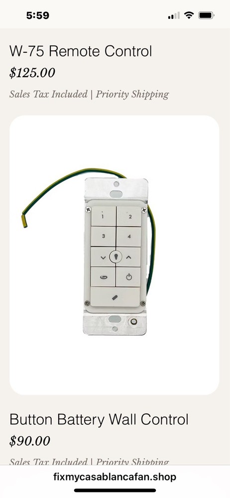 Casablaca Universal Button Battery Switch