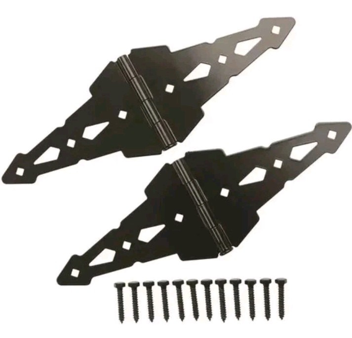 Everbilt (2-Pack) 8 in. Black Heavy-Duty Decorative Strap Hinges