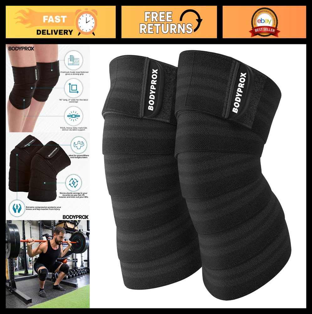 Knee Wraps 2 Pack for Squats, Weightlifting, Powerlifting & Cross Training Suppo