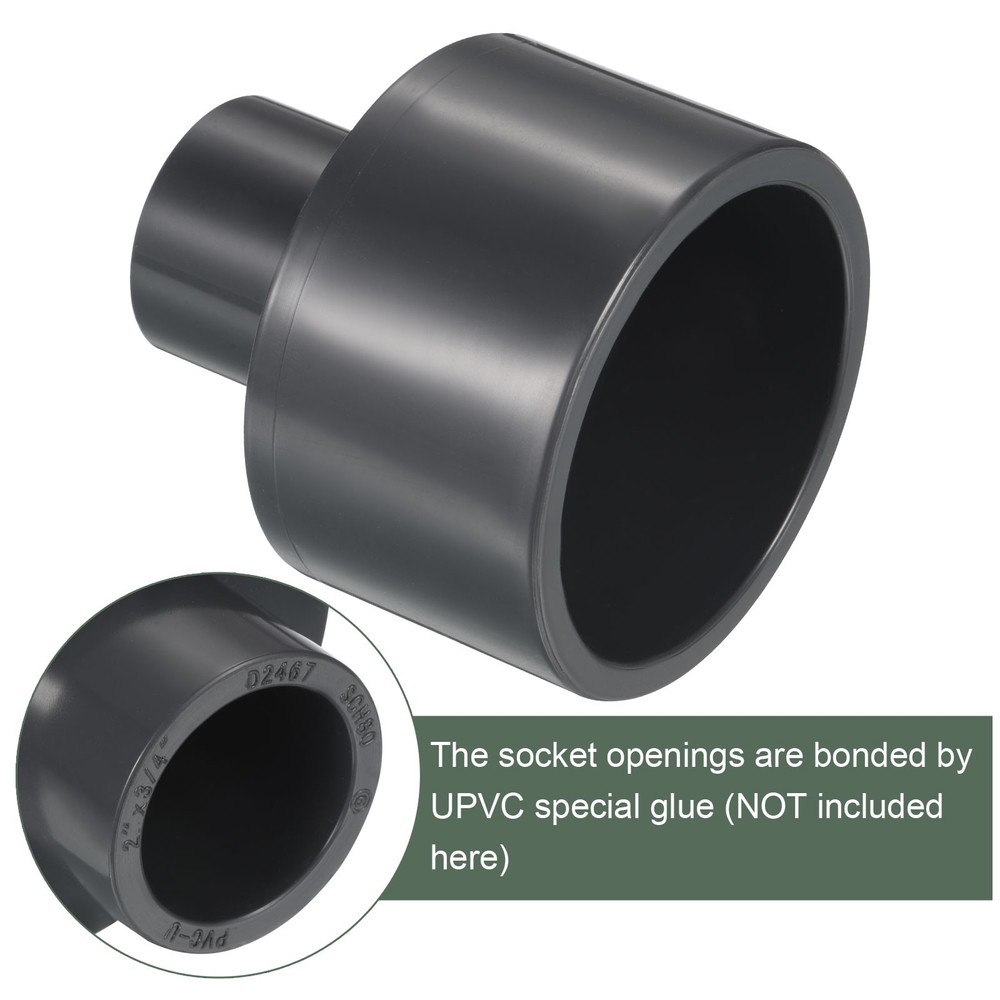 UPVC Reducer Fitting Great for Kitchen, Sink (Gray, 2" x 3/4")