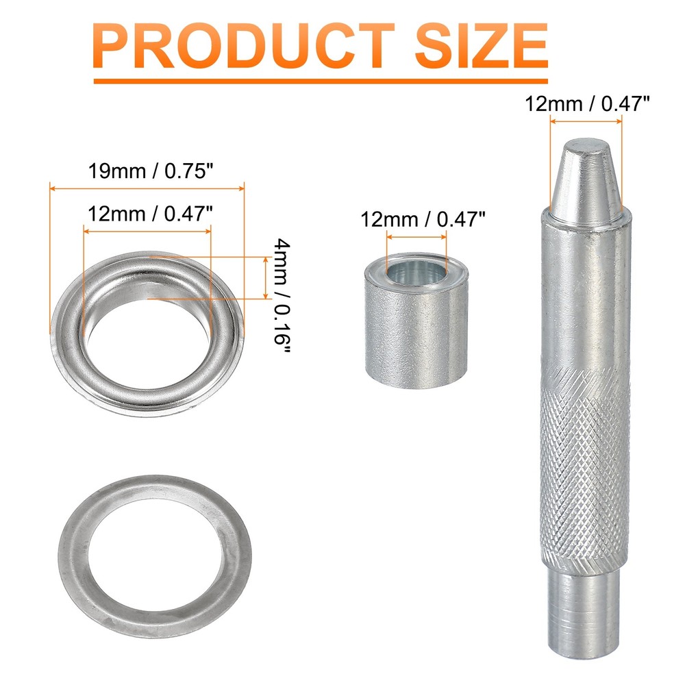 20Set Grommets Eyelets Kit 12mm Copper Eyelets with Setting Tool Silver
